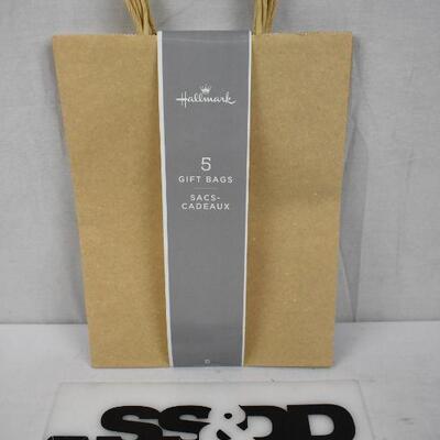 5 Gift Bags, Hallmark, Craft Brown - New