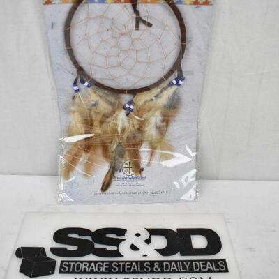 Brown Dreamcatcher with Blue & White Beads - New