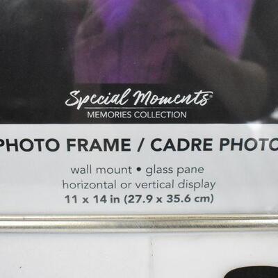 3 Photo Frames, Silver, 11x14. Wall Mount & Glass Pane