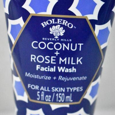 3 pc Skin Care Bolero Coconut & Rose Milk: Bath Soak, Facial Scrub, & Wash - New