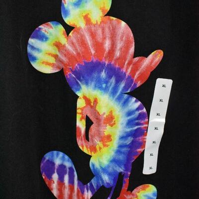 Black T-Shirt with Tie Dye Colorful Mickey Mouse. KIds Size XL - New