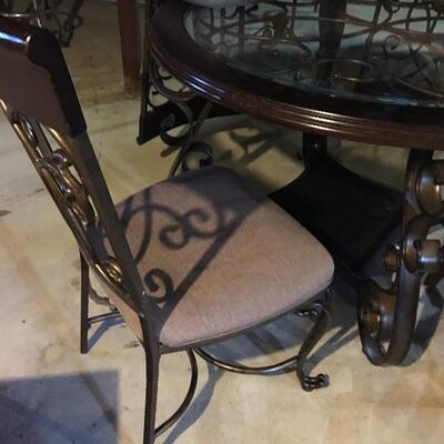 Metal and Glass Table and 4 Chairs Set