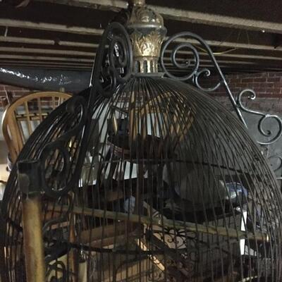 Massive 6 foot Tall Antique Metal Bird Cage