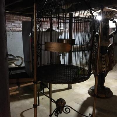 Massive 6 foot Tall Antique Metal Bird Cage