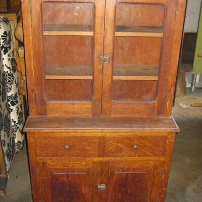 Lot 6 Vintage Childs Oak Dish Cabinet Hutch