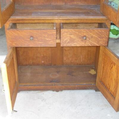 Lot 6 Vintage Childs Oak Dish Cabinet Hutch