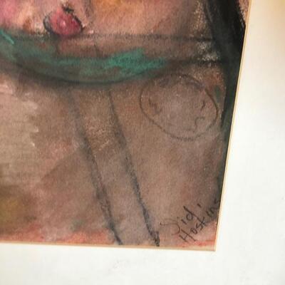 Lot 8 Pastel Drawing by Long Beach Artist Sid Hoskins "Einstein Wannabe" 