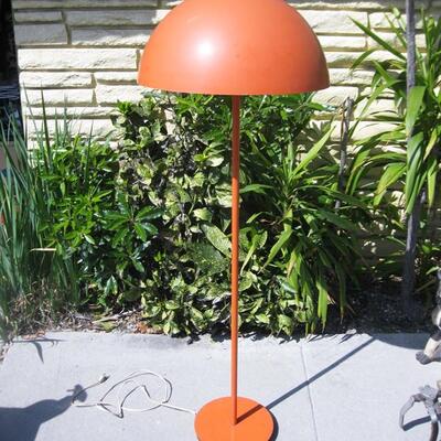 Lot 16 Great MCM Orange Floor Lamp Metal Dome Shade Weighted Bass AS IS