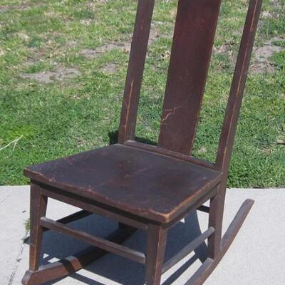 Lot 22 Vintage Rocking Chair Mahogany Finish No Arms