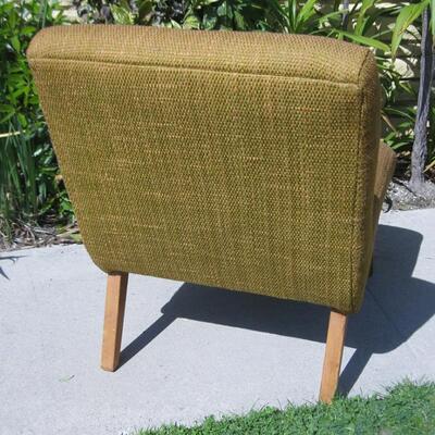 Lot 24 MCM 1960s Era Upholstered Side Chair Wood Legs