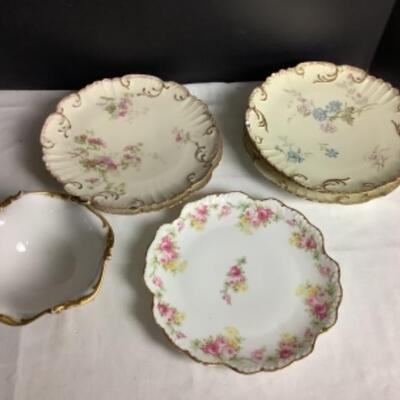 2101 Limoges Decorative Plates and Footed Bowl