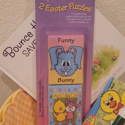 Lot 124: New Easter Felt Basket, Duck & Rabbit Plushie, Puzzles, Activities, Bounce the BunnyBook