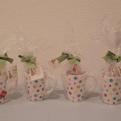 Lot 125: (4) New Birthday Mugs and Party Hats