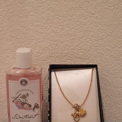 Lot 127: New Multi Pendant Necklace and Sweetheart Handsoap and Lotion 