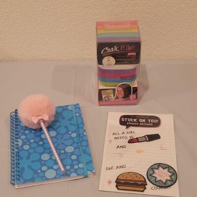Lot 128: New Journal Notebook, Pen, Stick On Patches & Hair Chalk