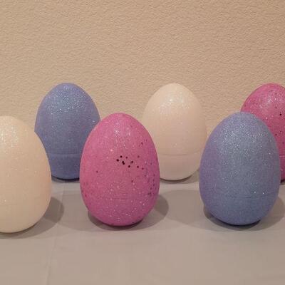 Lot 131: (6) Large Glitter Easter Eggs