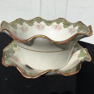 ELITE France porcelain ruffled edge bowl and plate 7 inches