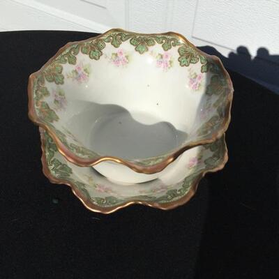 ELITE France porcelain ruffled edge bowl and plate 7 inches