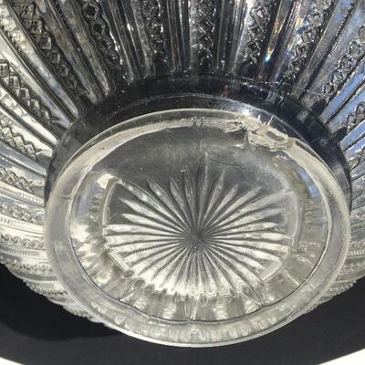 Pressed glass deco style large punch bowl 14â€w x 7.5h