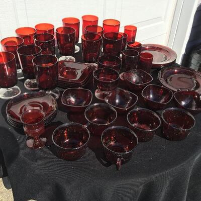 Ruby red vintage large 34+ piece glass collection