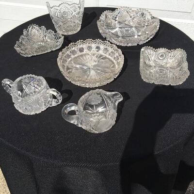 7 piece antique cut glass collection with serving pieces