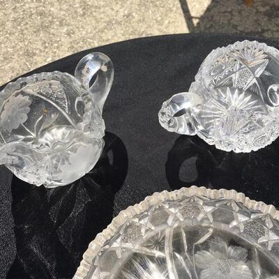 7 piece antique cut glass collection with serving pieces
