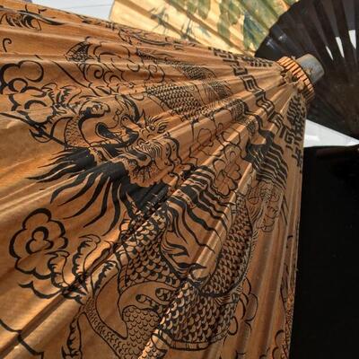 Asian wall decoration light with umbrella and hand painted fan