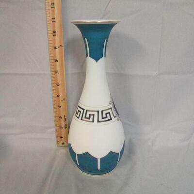Lot 38 - Tall Hand Painted Satin Glass Vase
