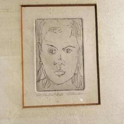 Vintage artist self portrait. Pencil signed by artist 8.5â€ x 10.5â€ overall 