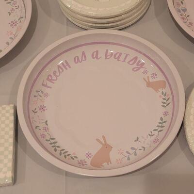 Lot 133: New (3) Metal Platters, Disposable Plates and Napkins