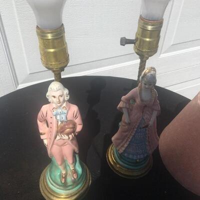 Pair of porcelain Figural table lamps 16â€h