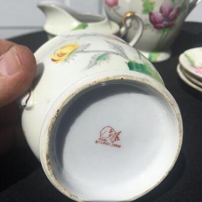 Vintage Japan Porcelain tea set with 6 cups and 8 inch tea pot