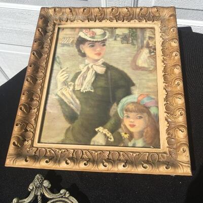 4 pc Vintage picture frame lot with two metal and tomorrow