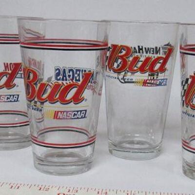 Complete Set of 6 Budweiser Nascar Beer Glasses