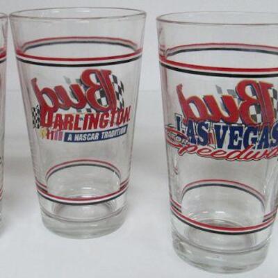 Complete Set of 6 Budweiser Nascar Beer Glasses