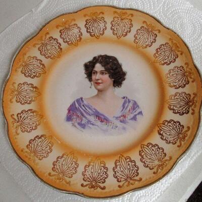 Artist Signed Portrait Plate, SIlesia Old Ivory Plate, RS Germany Ashtray