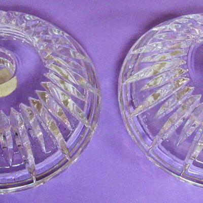 Pair Princess House Lead Crystal Candle Holders Pillars on One Side, Tapers on Other Side