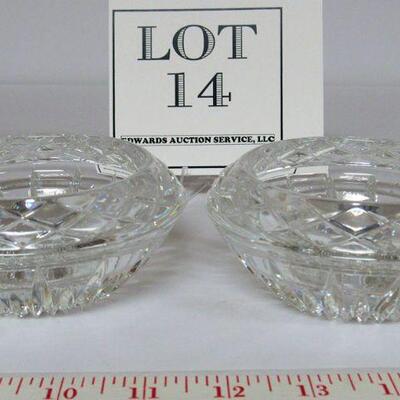 Pair Princess House Lead Crystal Candle Holders Pillars on One Side, Tapers on Other Side
