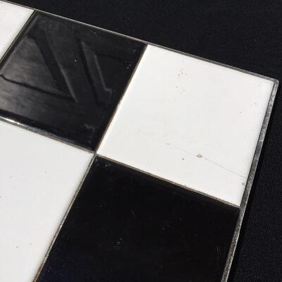 1950s Style checkered tile hot plate 13.5 x 22â€