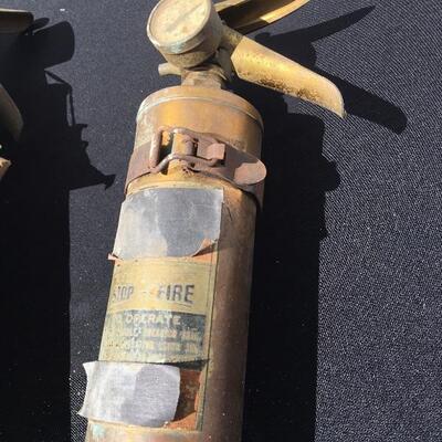 Two vintage brass copper fire extinguisher 16 inches long