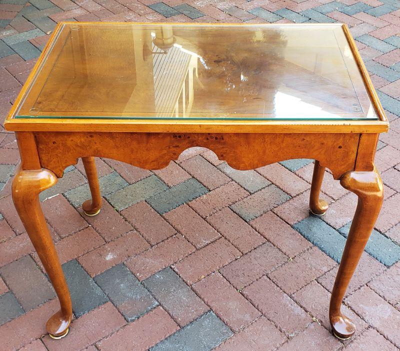 Small Wood Table with Glass Top