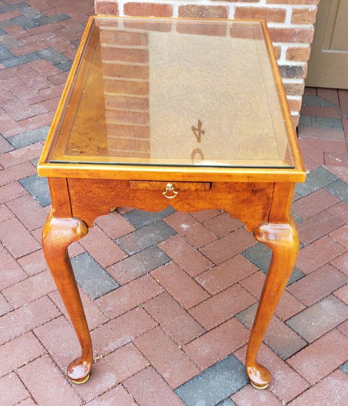 Small Wood Table with Glass Top