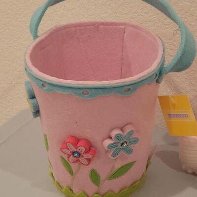Lot 161: Easter Felt Basket with Bunny Ears Headband, (2) Plushies,  Stickers, Lamb Purse, Egg Ponytail Holders, 