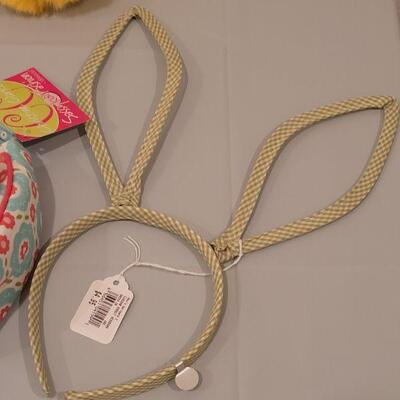 Lot 161: Easter Felt Basket with Bunny Ears Headband, (2) Plushies,  Stickers, Lamb Purse, Egg Ponytail Holders, 
