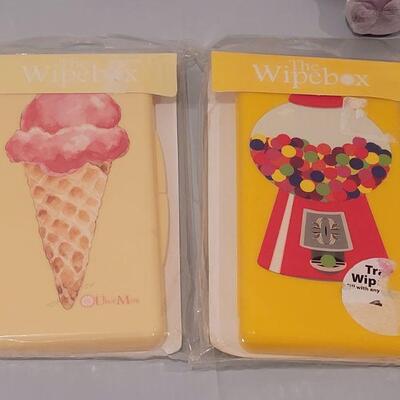 Lot 162: New Hallmark Baby Lamb, (2) Wipes Boxes, Airplane Spoon and Carseat Strap Covers 