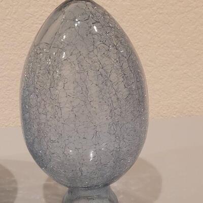 Lot 171: (2) New Decorative Easter Eggs (1 glass, 1 ceramic)