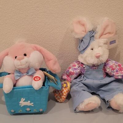 Lot 182: New Animated Bunny in a Basket and Plush Bunny