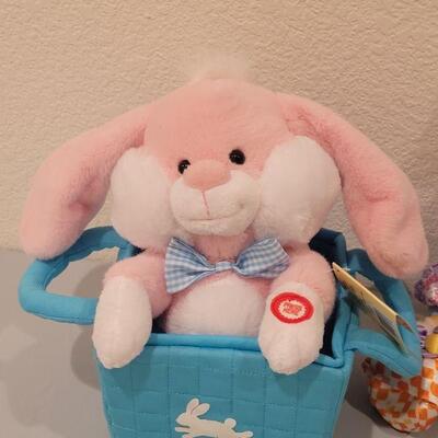 Lot 182: New Animated Bunny in a Basket and Plush Bunny