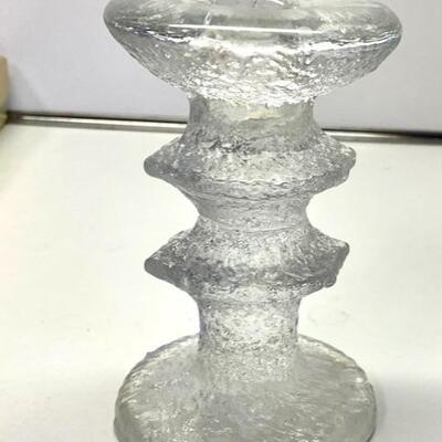  Mid Century Timo Sarpaneva Glass Candlestick - signed TS, Art Glass