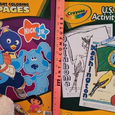 Lot 201: New Extra Large Coloring Books and a Macy's Bunny Plushie